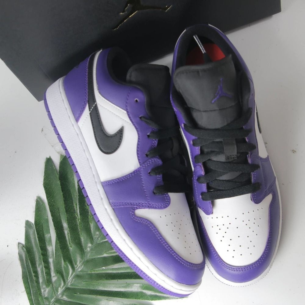 Nike AIr Jordan 1 Low Purple White Black Sneaker 002175 size 7youth/8.5womens
